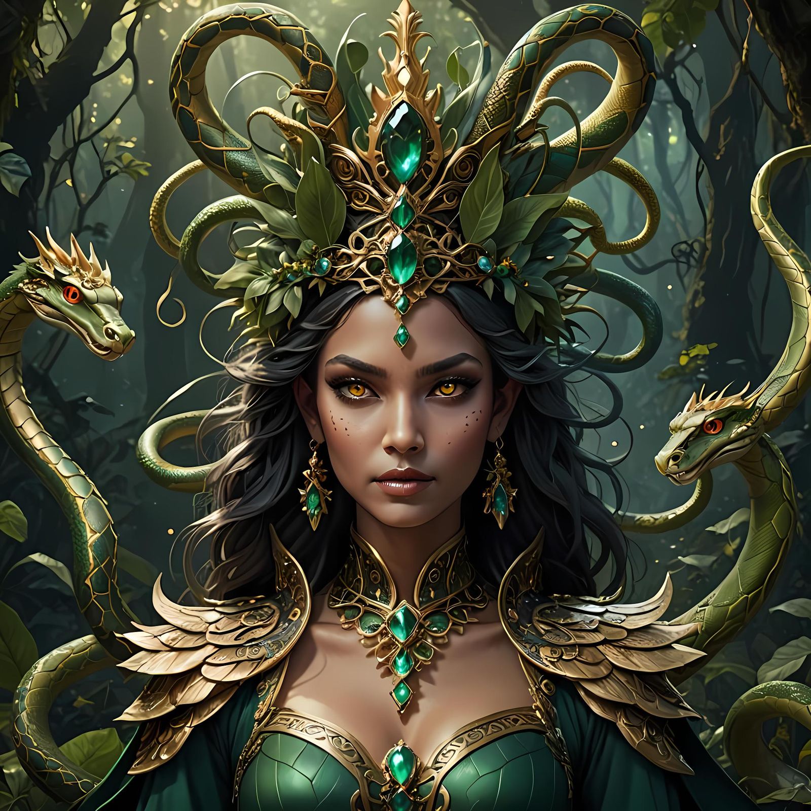 Detailed Snake Fairy Queen Concept Art