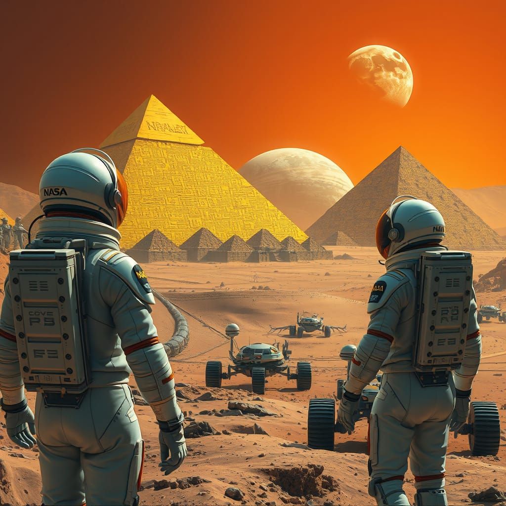 Astronauts Discover Golden Pyramids on Mars