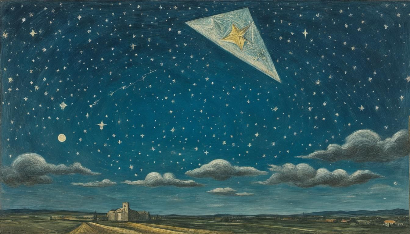 Dreamlike Flower Floating in Starry Night Sky