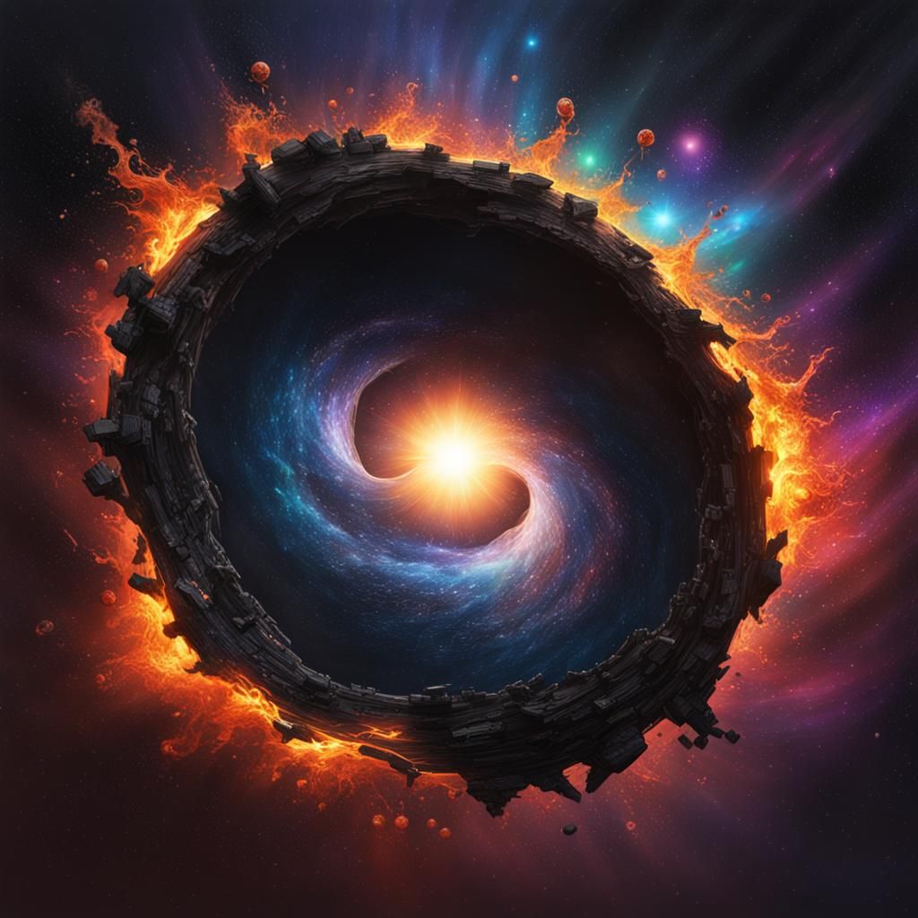 Realistic Black Hole Consuming Star in Splash Art