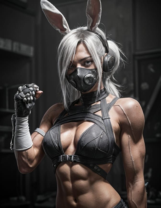 Mutant Biopunk Bunny with Cybernetic Enhancements