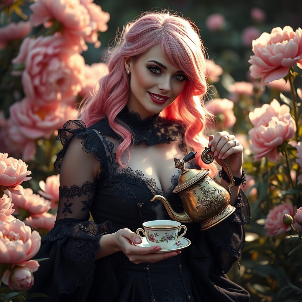 Mystical Tea Time in a Gothic Garden