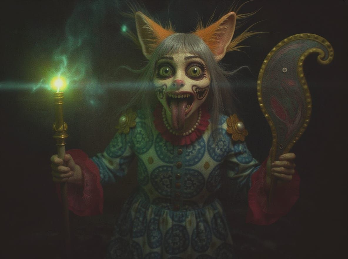 Surreal Cursed Photo: Radiant Bag Being in Analog Lomography