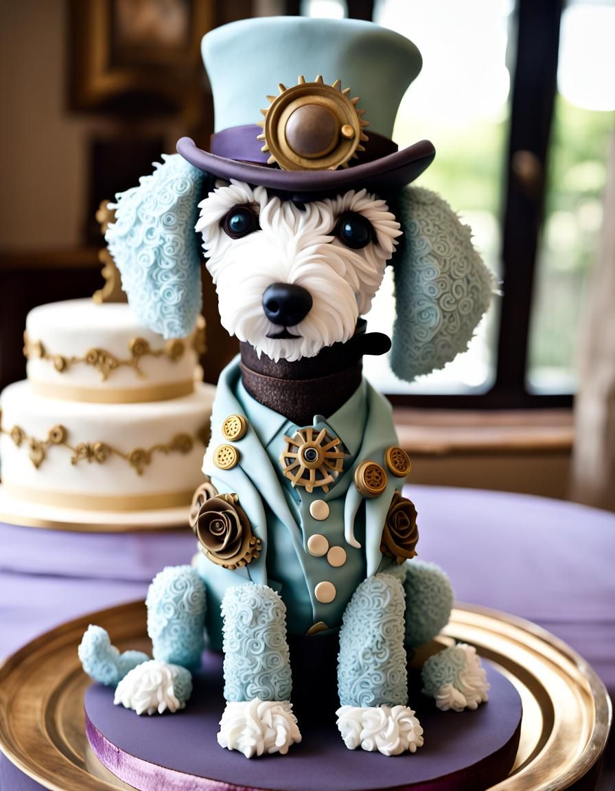 Chibi Steampunk Puppy Cake Designer: High-Resolution Image