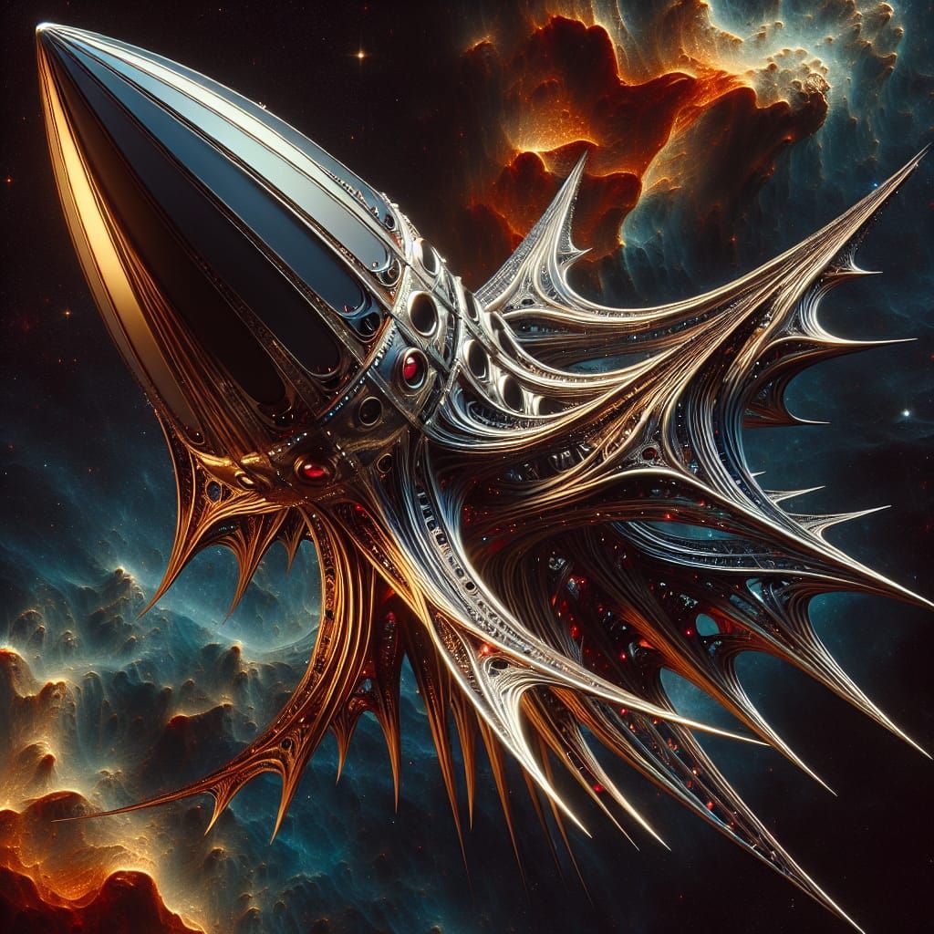 Awe-Inspiring Spacecraft in Dark Nebula