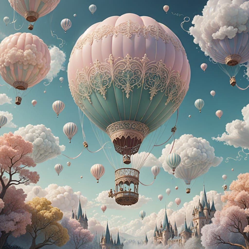 Lacy Balloon in Ethereal Fantasy Landscape