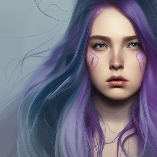 Emo Girl Portrait in Art Nouveau Style