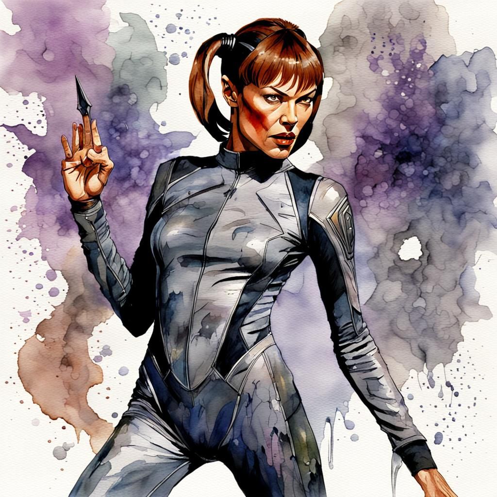Watercolor Sci-Fi: Vulcan Woman's Passionate Tantrum
