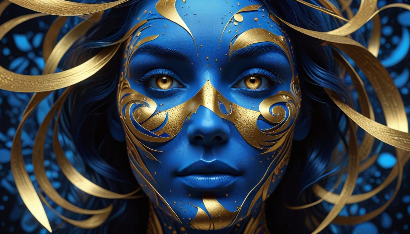 Mesmerizing Optical Illusion: Blue and Gold Woman
