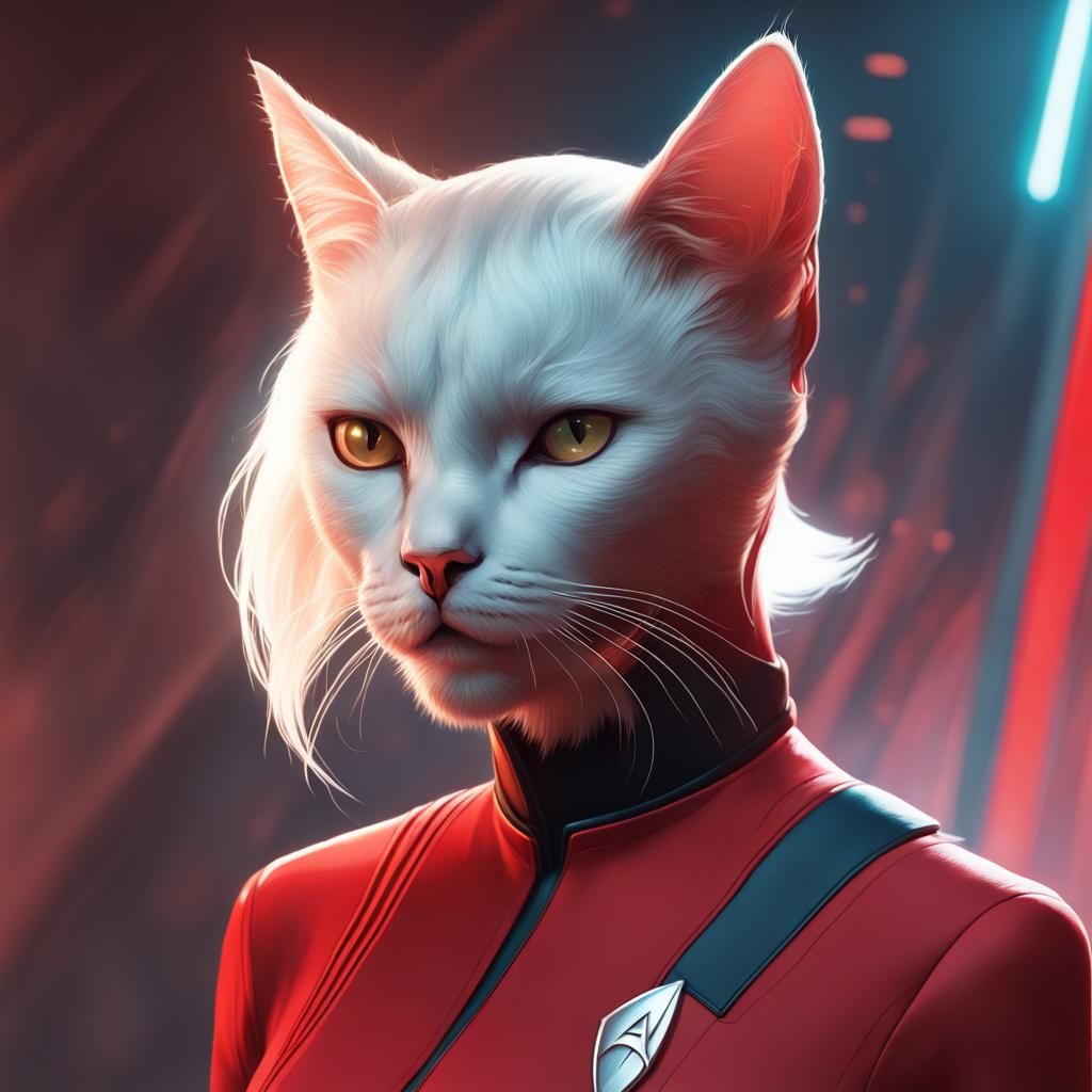 Black Cat in Star Trek Uniform Portrait