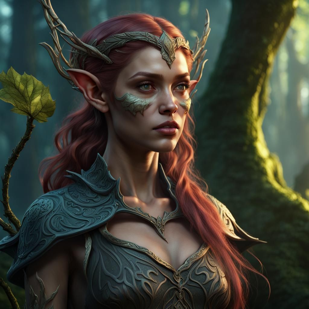 Detailed Forest Elf Fantasy Concept Art