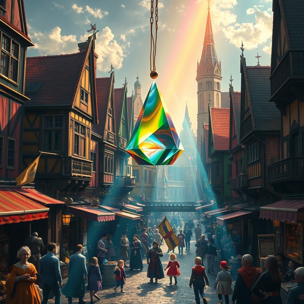 Medieval Marketplace Rainbow Prism in Golden Age Style