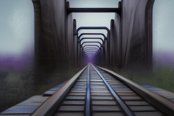 Bailey Bridge Over River in Vivid Digital Art Style