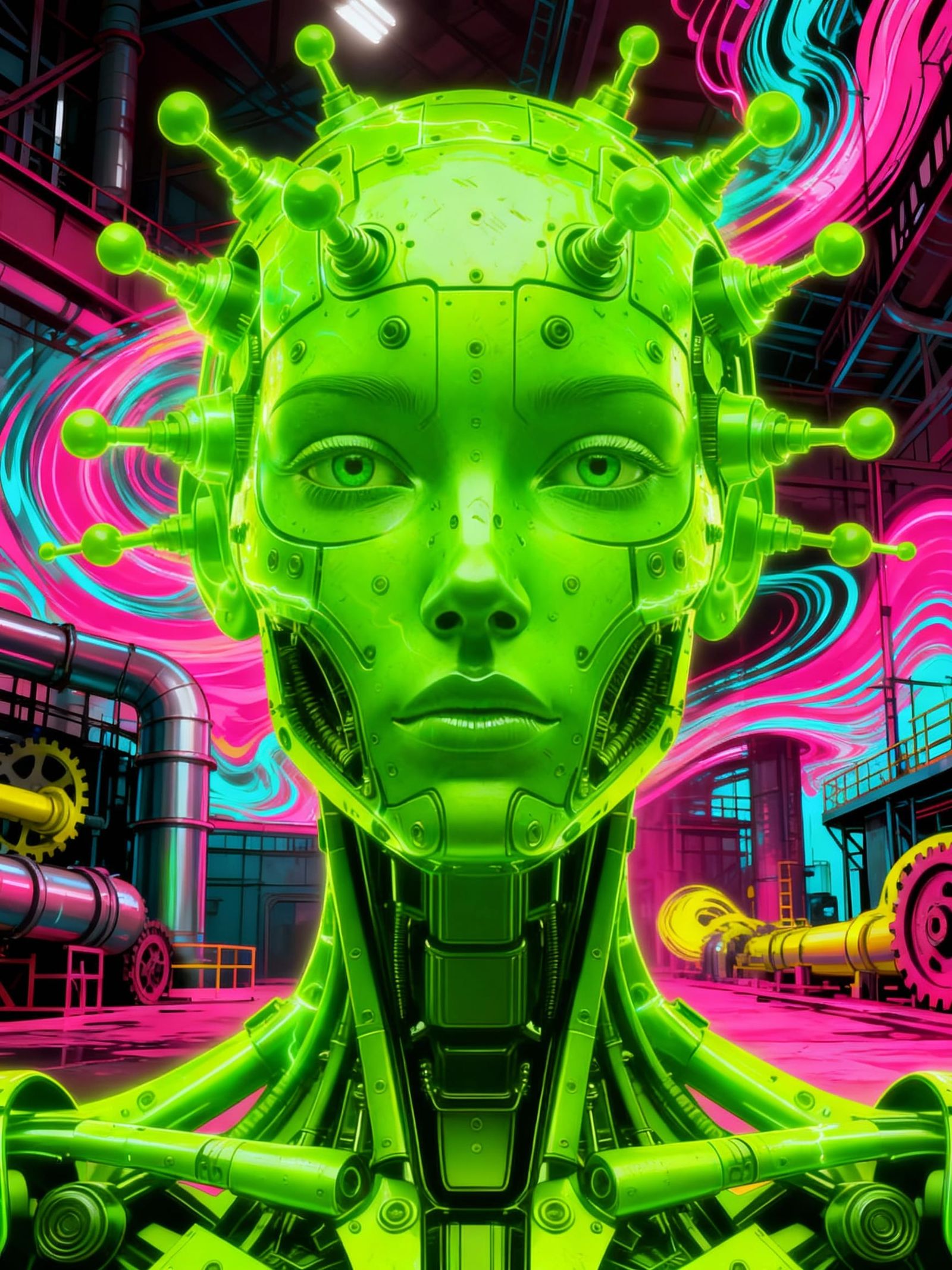 Psychedelic Greeble Entity in Electric Green