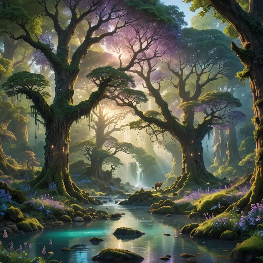 Enchanted Forest: Emerald Canopy at Dawn