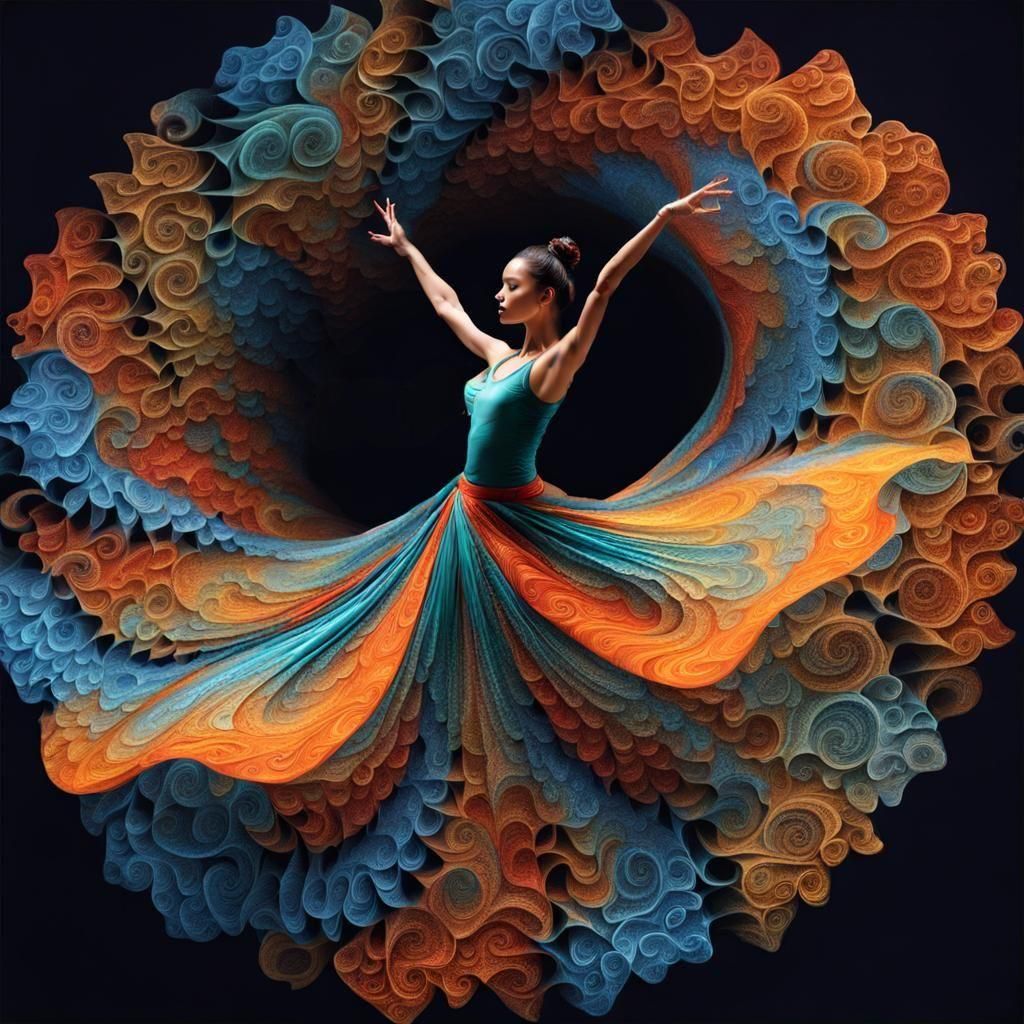 Fractal Dancer: Swirling Skirt in Motion