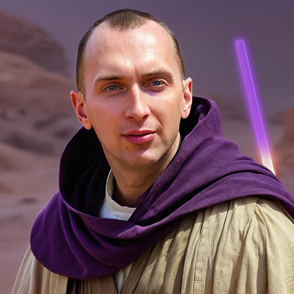 Jedi Master Portrait on Tatooine with Purple Saber