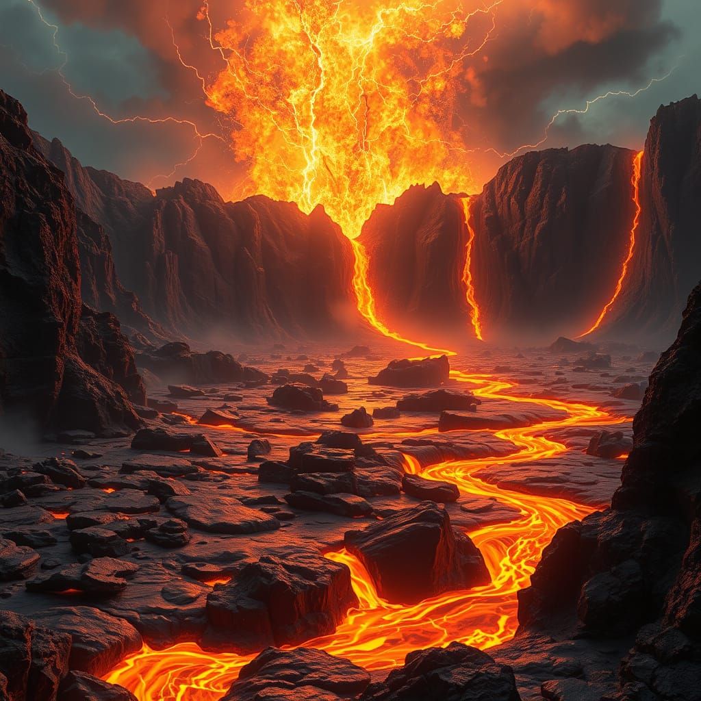 Primordial Fury: Telluric Energy Unleashed on Obsidian Plain...