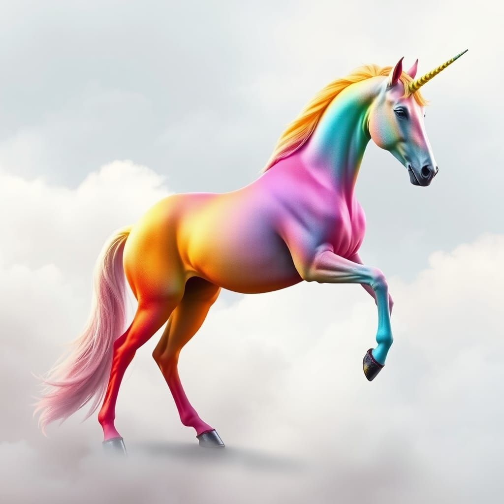 Vibrant Rainbow Unicorn in Ethereal Light