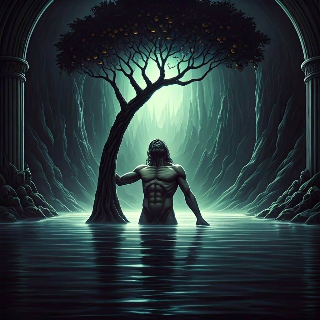 Tantalus's Eternal Thirst in Hades, Hellenic Art