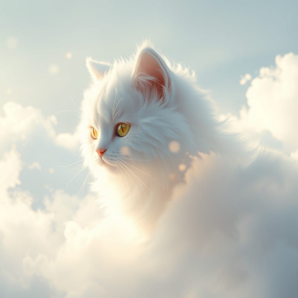 Ethereal Feline Cloud Form in Dreamlike Atmosphere