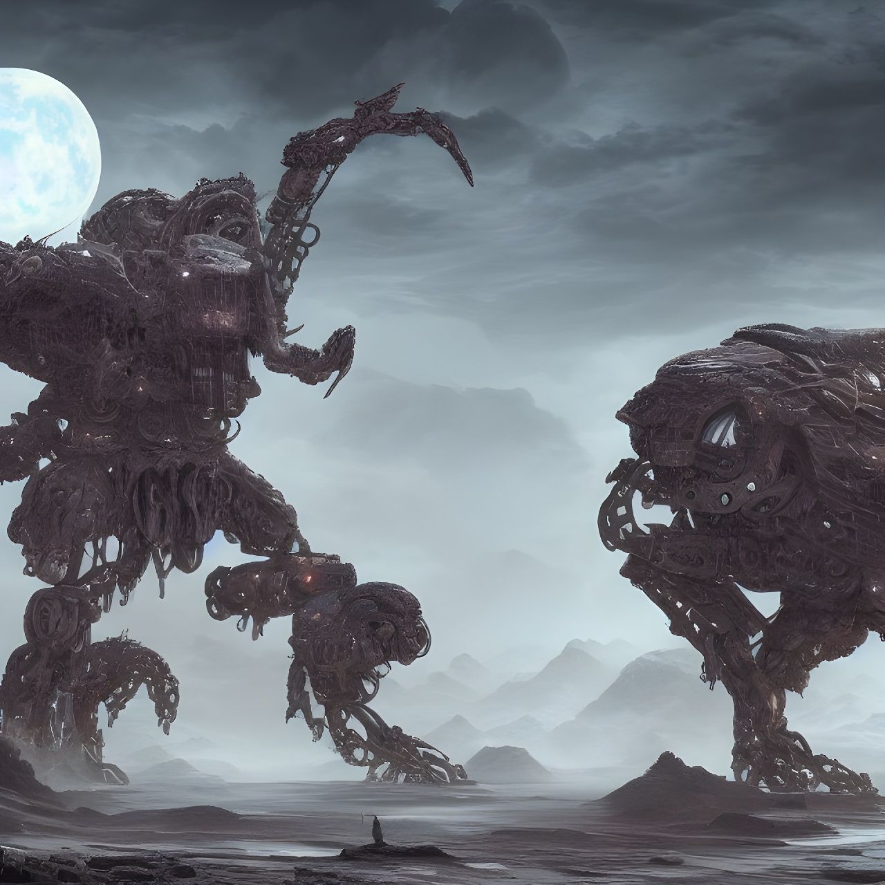 Gigantic Nanobot Nephilim in Hyperreal Digital Art