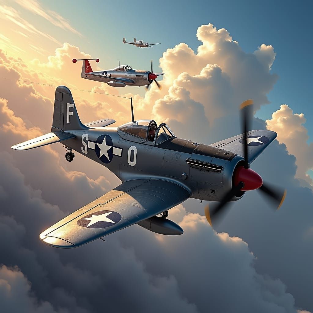 Epic Dogfight: Corsair vs Futuristic Jet in Hyperrealism