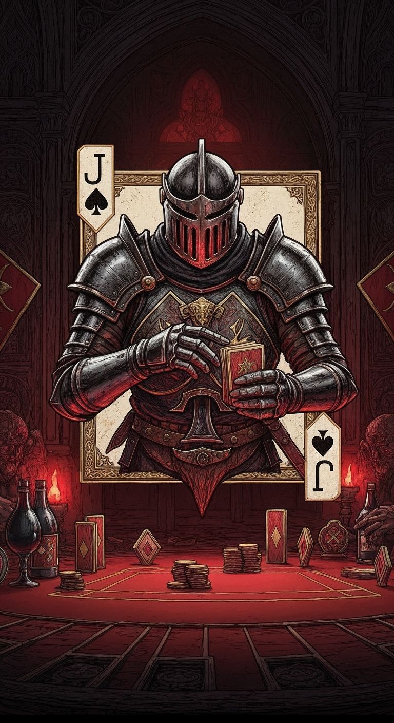 Knight as Jack of Spades in Dark Fantasy Poker Game