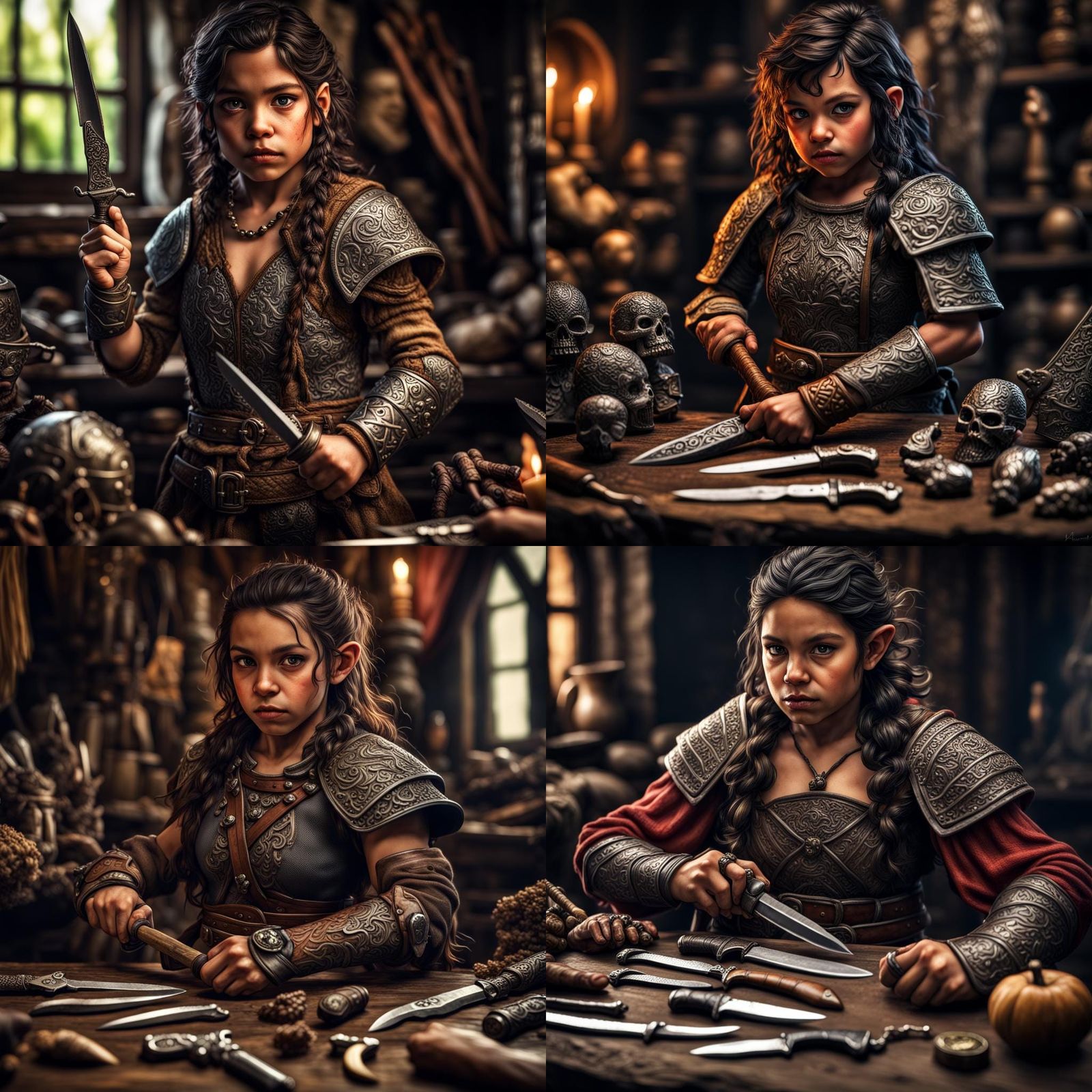 Latina Halfling Fighter Knife Collection in HDR