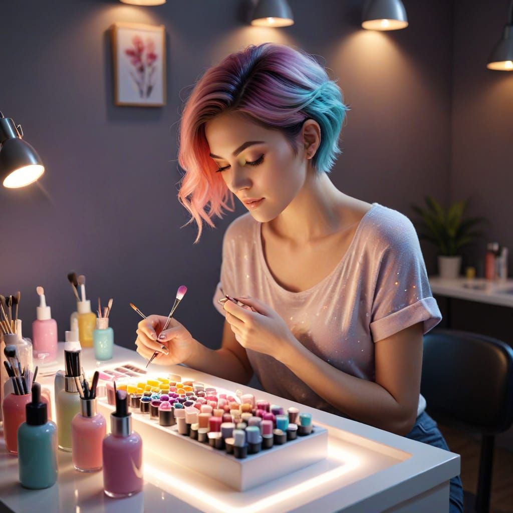 Young Nail Technician at Work in a Calming Salon