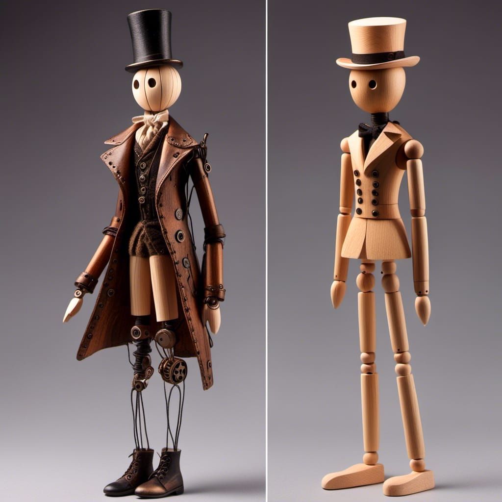 Steampunk Wooden Mannequin Figure in Fantasy Style