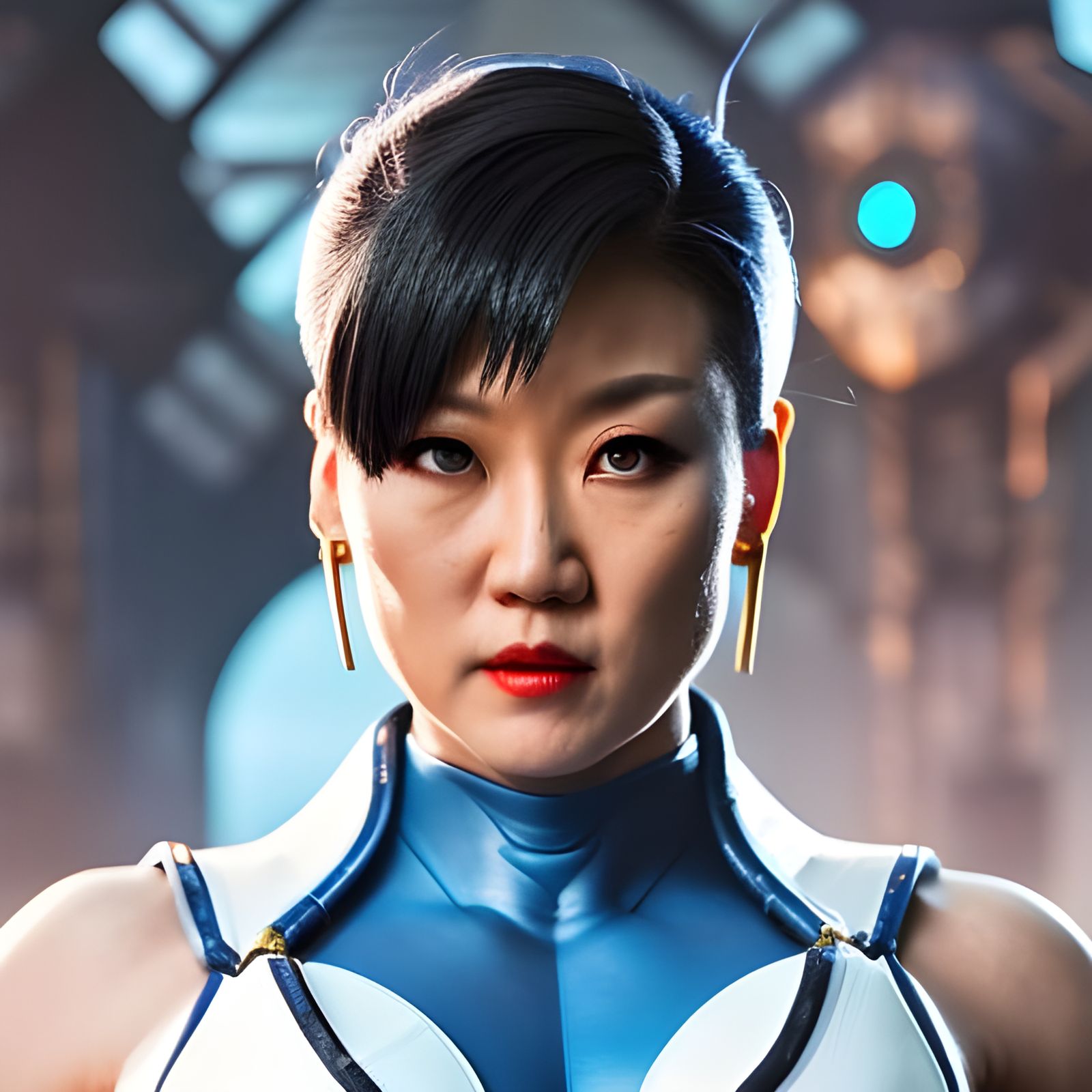 Chun-Li in 80s Sci-Fi Armor: Hyperrealistic Photography