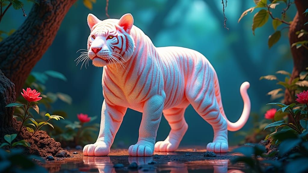 Ethereal Glass Tiger in Quantum Dreamscape