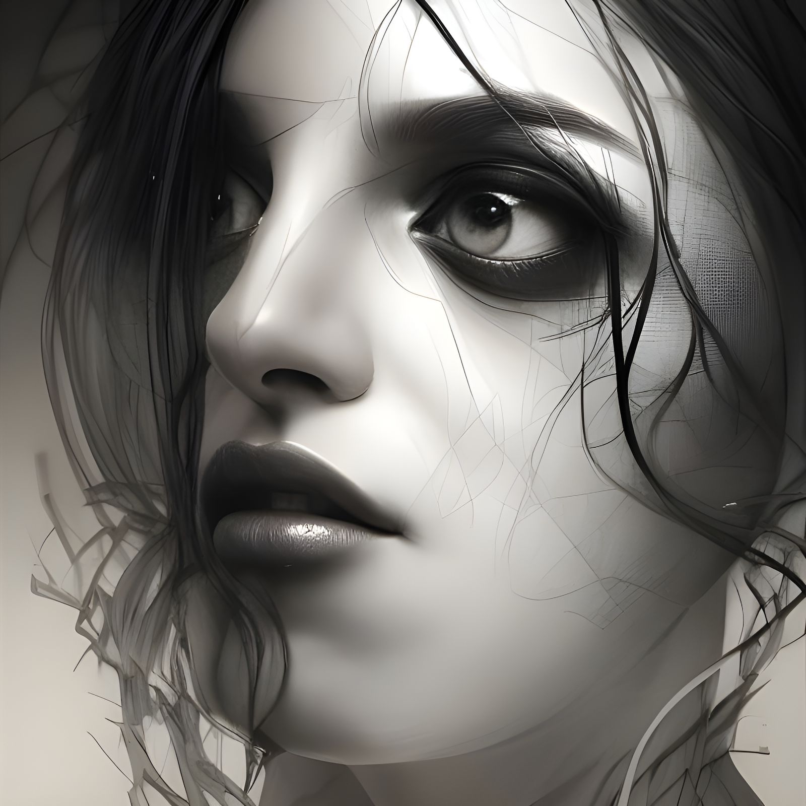 Thought Provoking Black Pencil Drawing in 8k