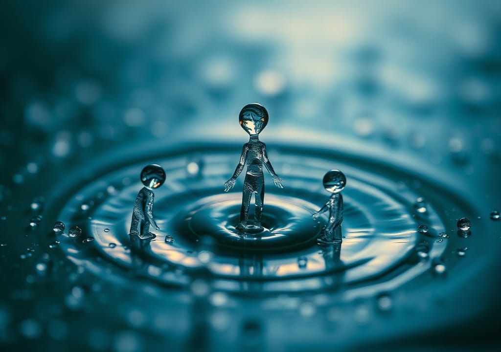 Macro Dewdrops Reveal Water People