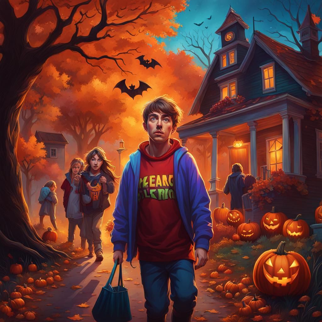 Hyperrealistic MrBeast Trick or Treating Splash Art