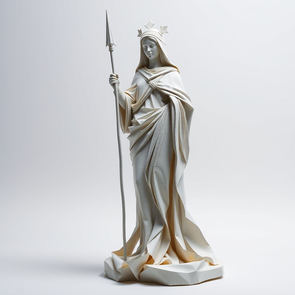 Origami Papercraft Stone Lady in Soft Focus