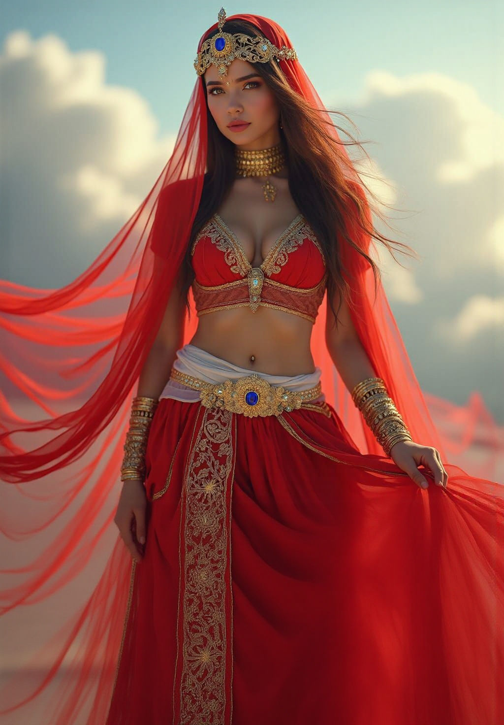 Woman in Middle Eastern Fantasy Outfit, Professional Photogr...