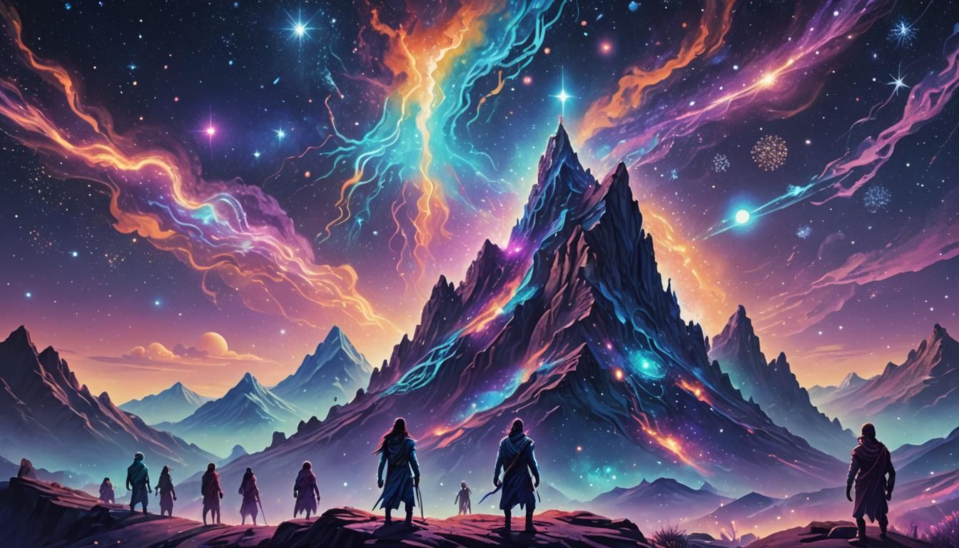 Mystical Blue Tribe on Cosmic Mountain