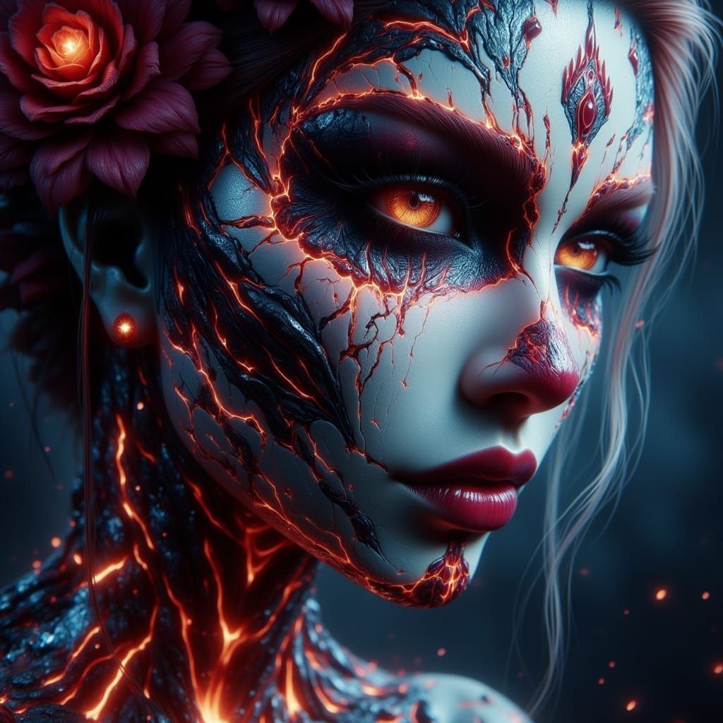 Beautiful Woman in Dia De Los Muertos Makeup