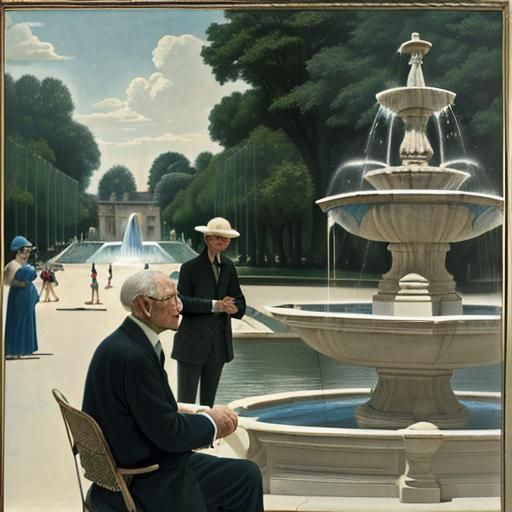 Fontainebleau Fountain Scene as Rothko and Ingres Painting