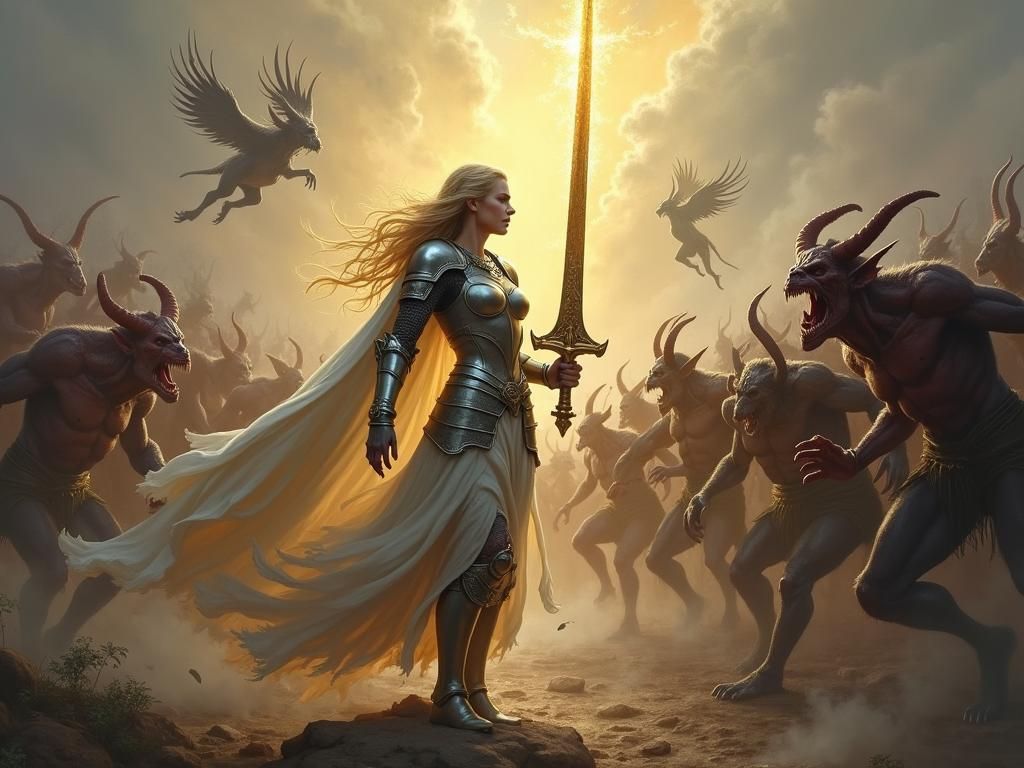 Elven Knight's Radiant Stand Against Demon Horde
