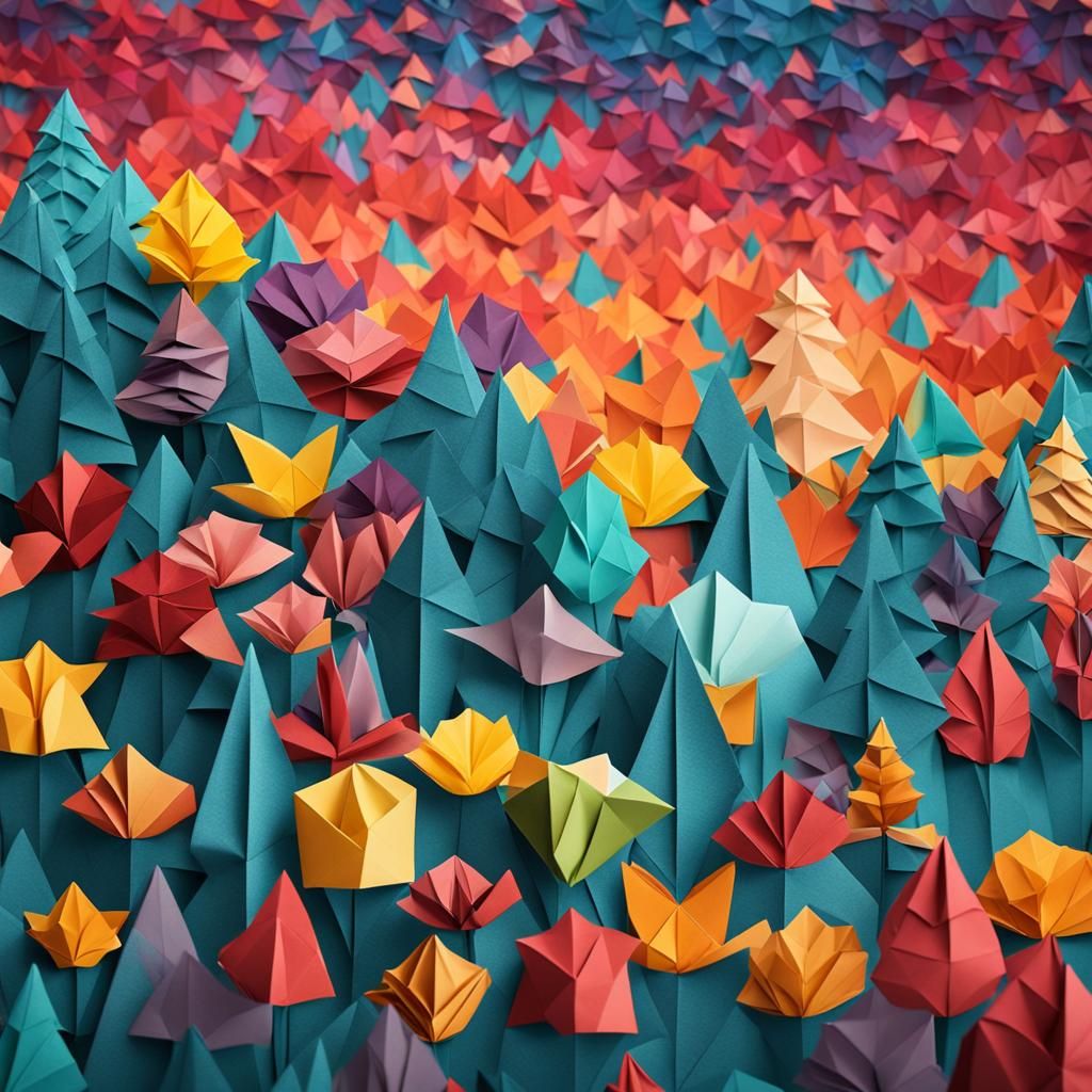 Autumn Colors in Origami Papercraft Style