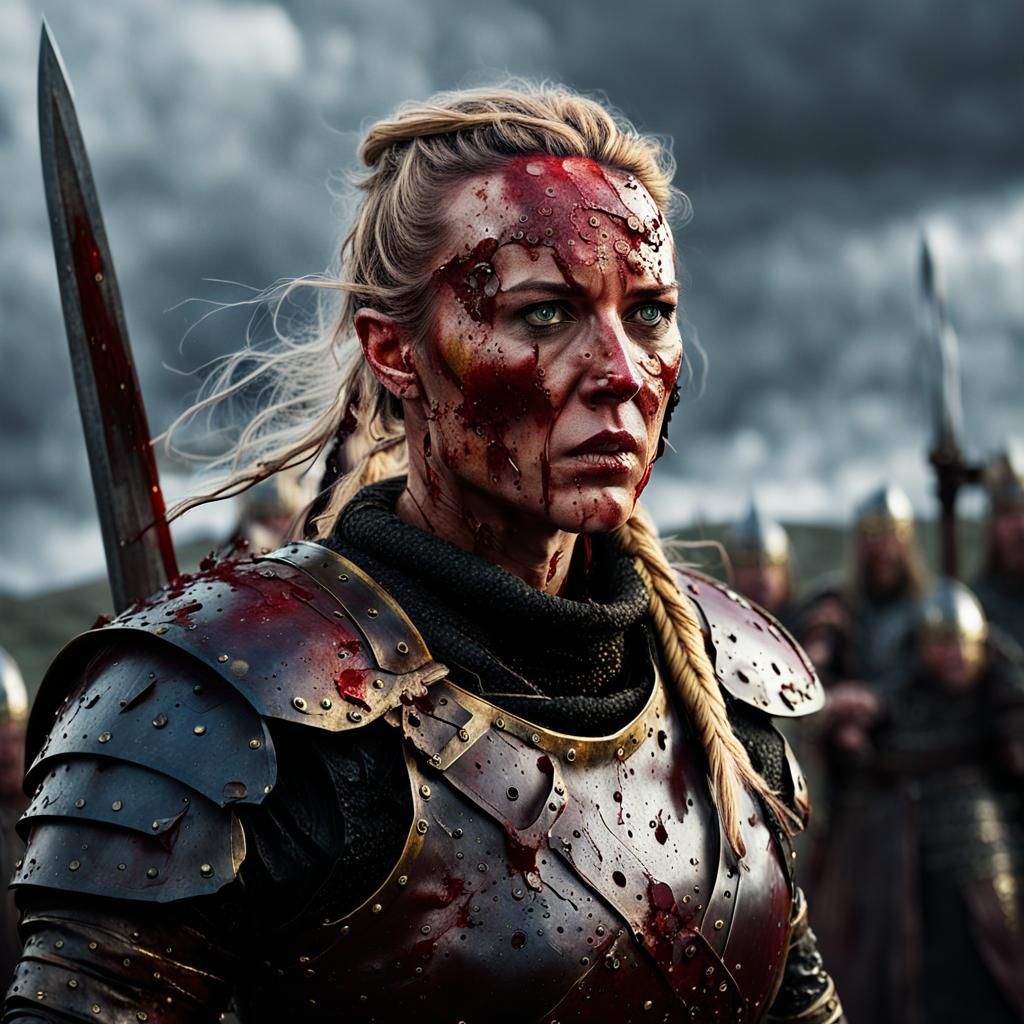 Viking Warrior Princess in Blood-Soaked Combat