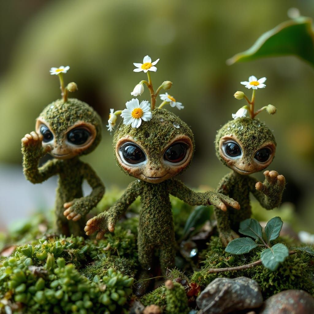 Enchanted Moss Folk in Whimsical Landscapes