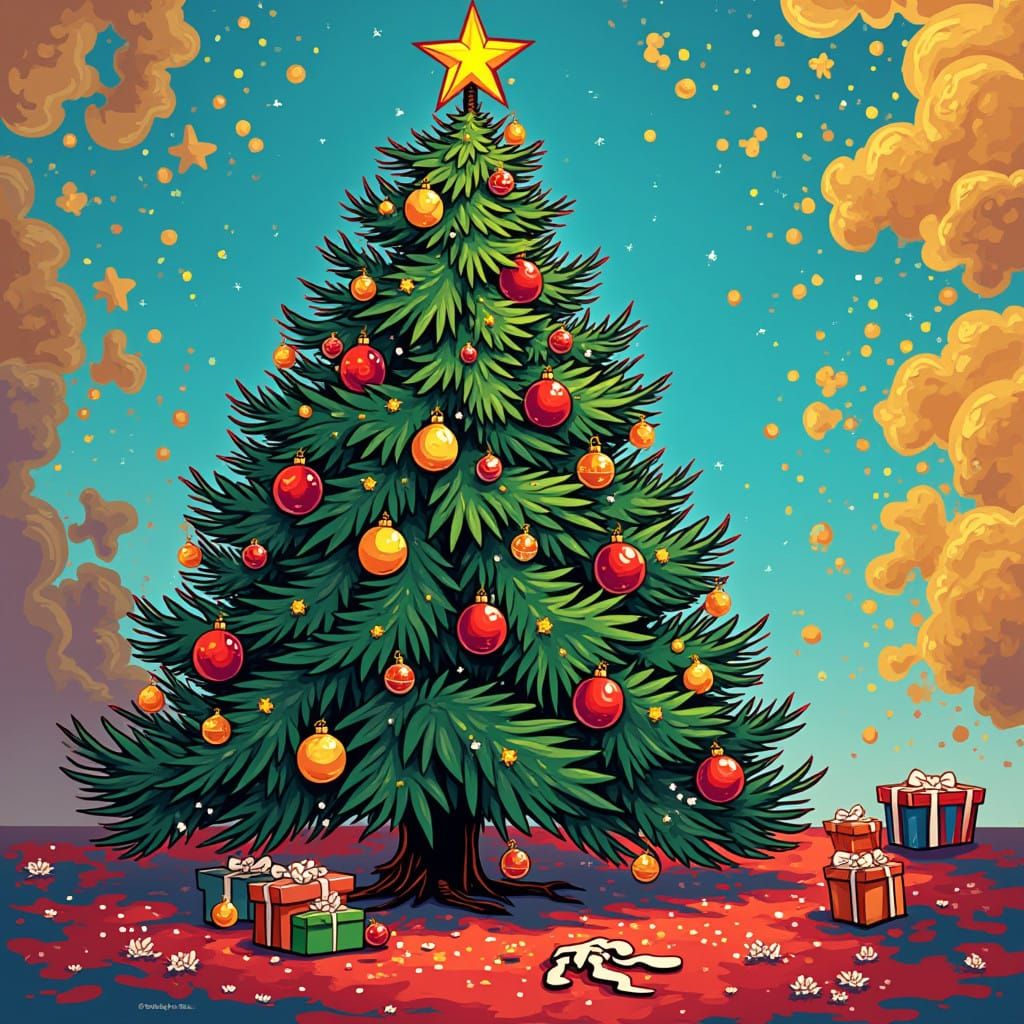Vibrant Pop Art Christmas Tree