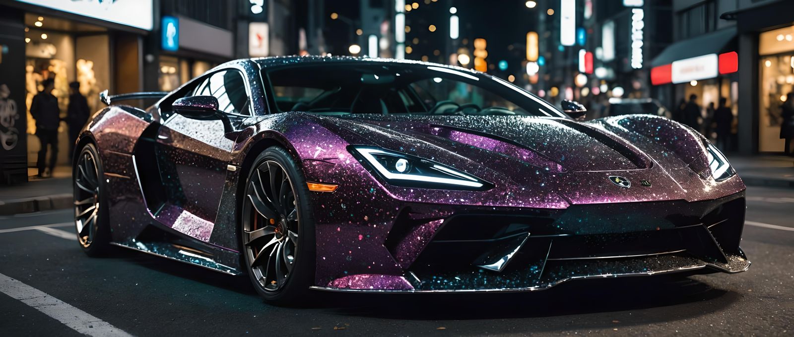 Gemstone Hyper-Car in Tokyo: Cyberpunk Street Art