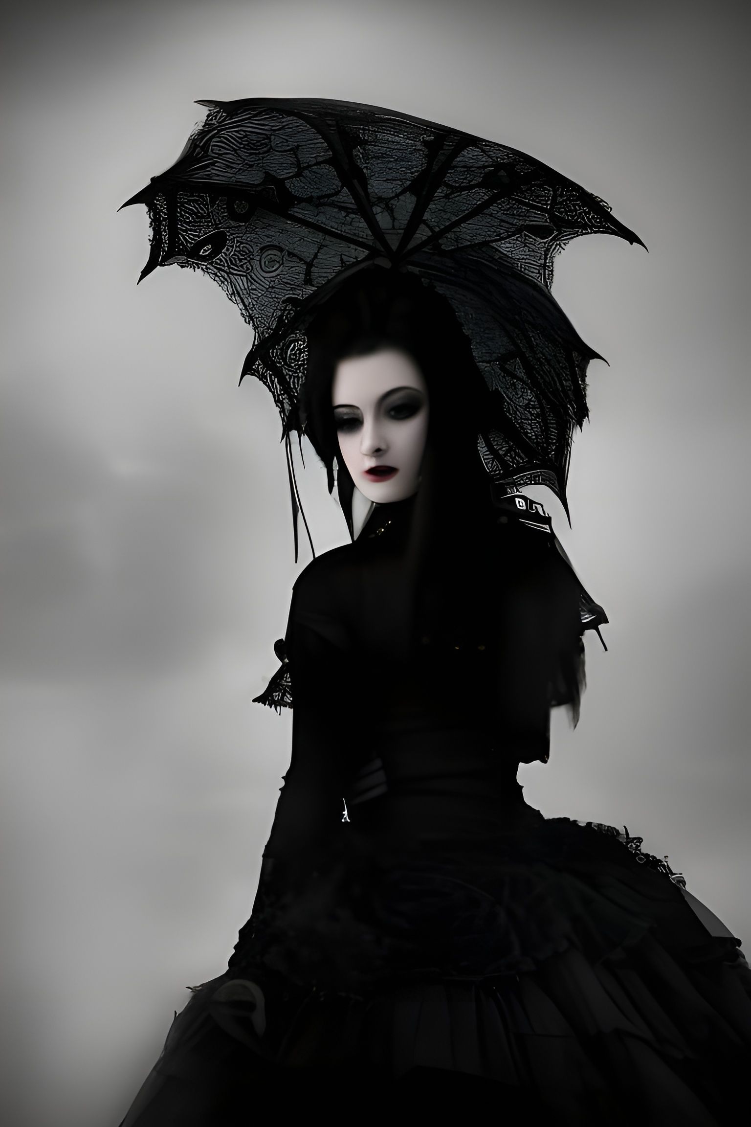 High-Detail Gothic Lady Portrait in Soft Lighting