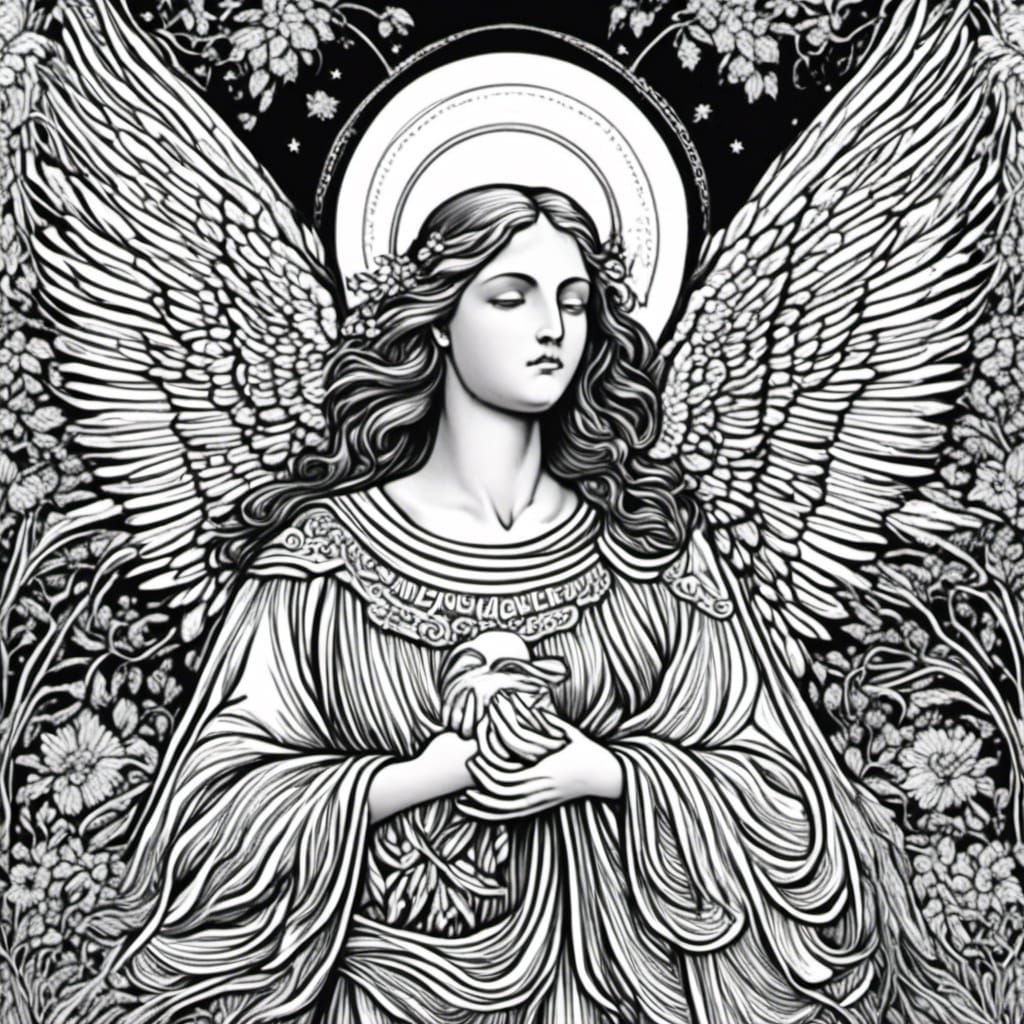 Ecstasy of Saint Teresa: Detailed Line Art Illustration