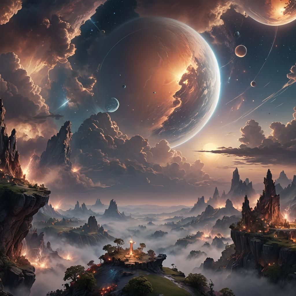 Ethereal Fantasy Planets: Good vs Evil in Twilight